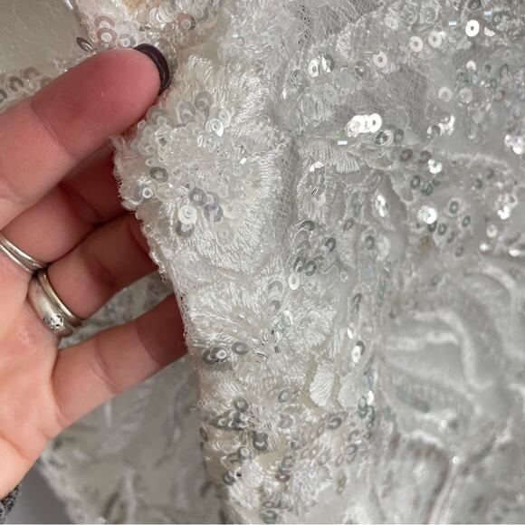 Martha Blanc | Women’s Wedding Dress Sleeveless Button Back Sheer Sequins Train - Picture 12 of 15